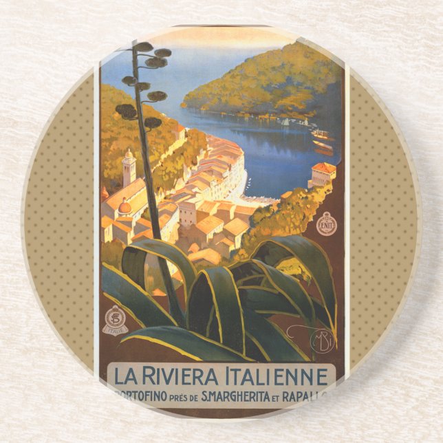 Dessous De Verre En Grès Affiche italienne Riviera Europe Italy Travel (Devant)