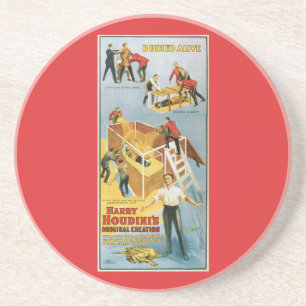 Dessous De Verre En Grès Affiche vintage vivante de magicien enterrée par