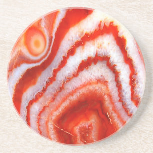 Dessous De Verre En Grès Agate D'Orange De Sang Tombé.