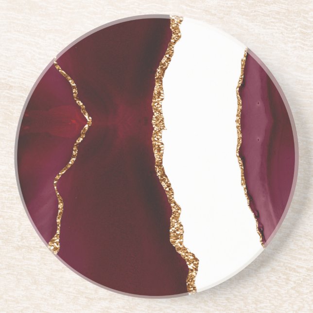 Dessous De Verre En Grès Agate liede vin et or (Devant)