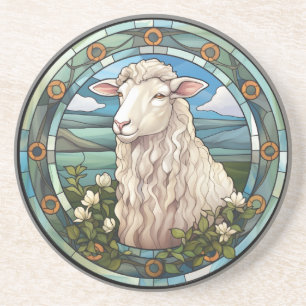 Dessous De Verre En Grès Agneau de mouton de ferme en verre doux