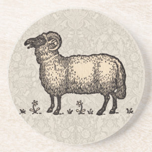 Dessous De Verre En Grès Agneau de mouton Vintage animal de ferme