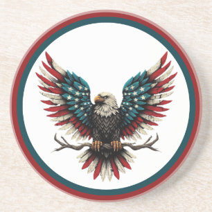 Dessous De Verre En Grès Aigle rustique patriotique américain/américain cha
