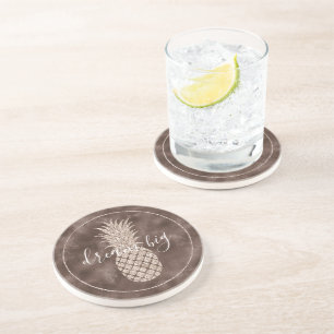 Dessous De Verre En Grès Aiguille à Parties scintillant Brown de chocolat