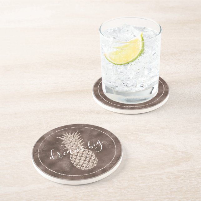 Dessous De Verre En Grès Aiguille à Parties scintillant Brown de chocolat (Côté)