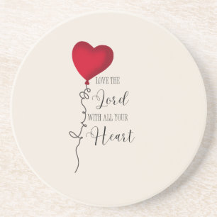 Dessous De Verre En Grès Aime le Seigneur  & Ballon en forme de cœur