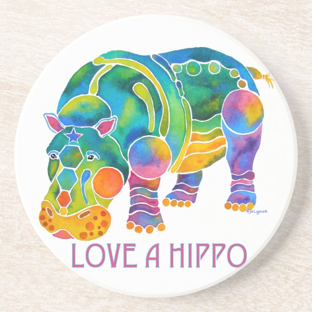 Dessous De Verre En Grès Aimez un HIPPOPOTAME (Devant)