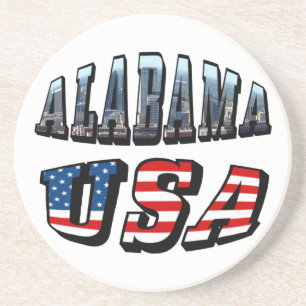 Dessous De Verre En Grès Alabama Photo et USA Flag Font
