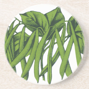 Dessous De Verre En Grès Aliments Anciens, Haricots Verts Biologiques Légum