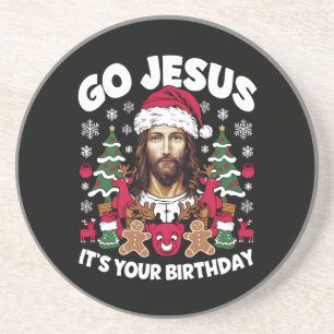 Dessous De Verre En Grès Allez Jésus C'est Ton Anniversaire Sweater de Noël
