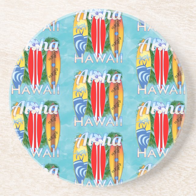 Dessous De Verre En Grès Aloha Hawaii Surf Summer (Devant)