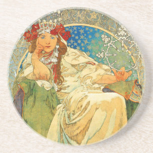 Dessous De Verre En Grès Alphonse Mucha Art Nouveau Princesse Hyacinth