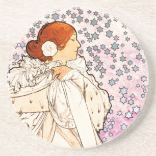 Dessous De Verre En Grès Alphonse Mucha La Dame 1896 Art Nouveau Vintage