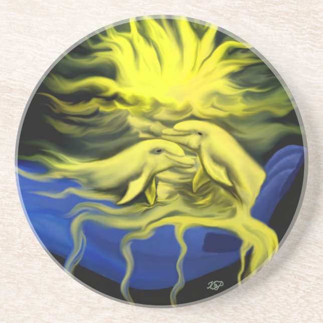 Dessous De Verre En Grès Amour dauphin (Devant)