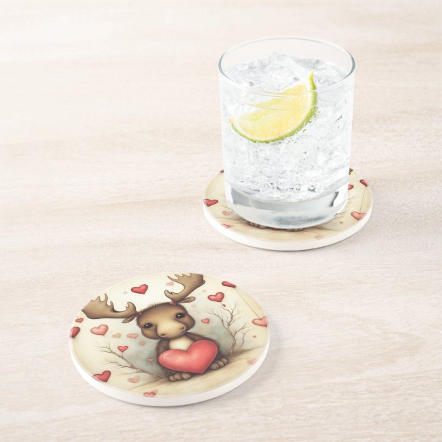 Dessous De Verre En Grès Amour de l'orignal 1 (Côté)