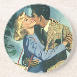 Dessous De Verre En Grès Amour et romance vintage, danse de Noël