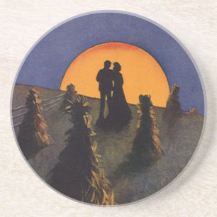 Dessous De Verre En Grès Amour vintage et romance, Harvest Moon Kiss