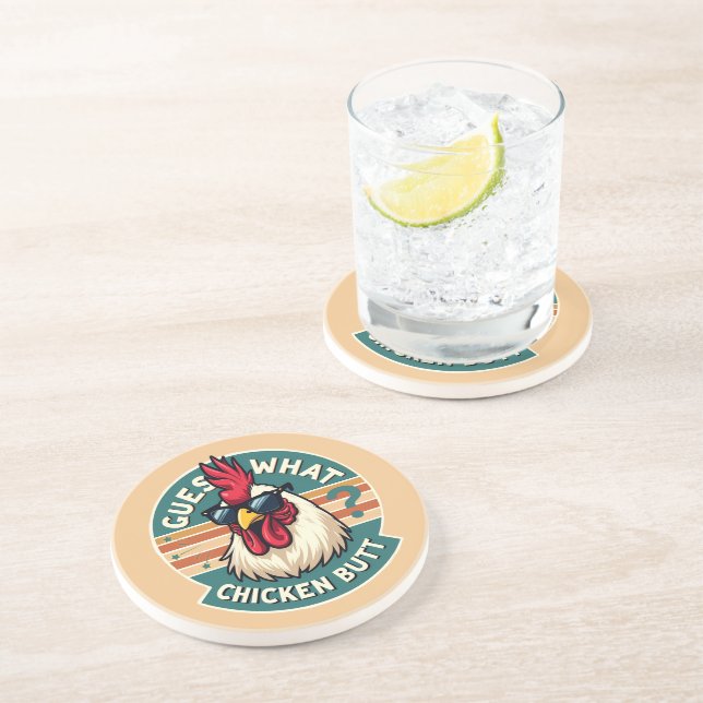 Dessous De Verre En Grès Amusant Retro Beurre De Poulet Conception De Plais (Côté)