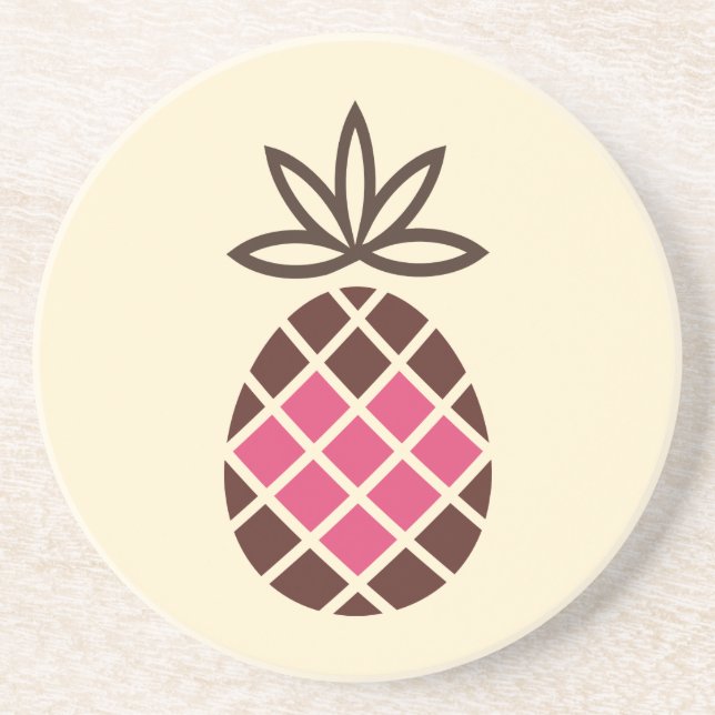 Dessous De Verre En Grès Ananas au chocolat au coeur rose (Devant)
