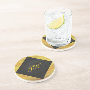 Dessous De Verre En Grès Ananas et Monogramme noir