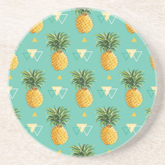 Dessous De Verre En Grès Ananas lumineux sur le motif géométrique