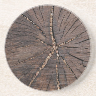 Dessous De Verre En Grès Ancien arbre en tranches de bois