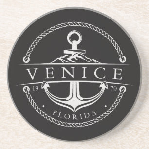 Dessous De Verre En Grès Ancre nautique Venise Floride 1970