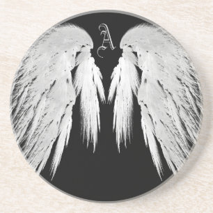 Dessous De Verre En Grès ANGEL WINGS Black Custom Monogramme
