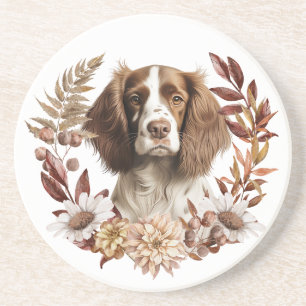 Dessous De Verre En Grès Anglais Springer Spaniel Chien Automne Wreath