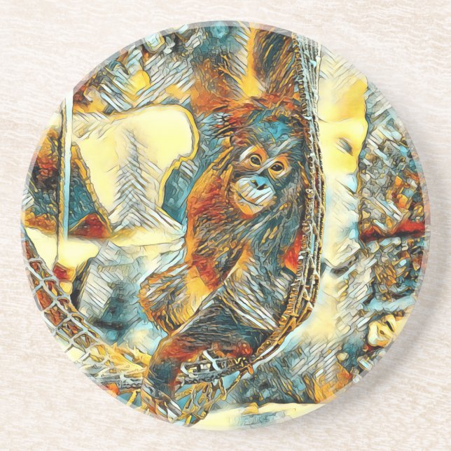 Dessous De Verre En Grès AnimalArt_OrangUtan_005 (Devant)