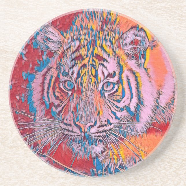 Dessous De Verre En Grès AnimalMix_Tiger_054 (Devant)