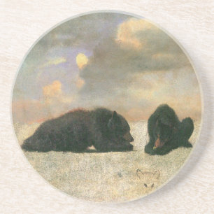 Dessous De Verre En Grès Animaux Vintage, Grizzlis par Albert Bierstadt
