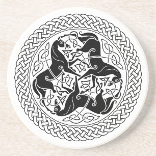 Dessous De Verre En Grès Anneau de noeud d'Epona de Celtic avec des chevaux