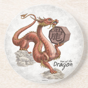 Dessous De Verre En Grès Année du Dragon Zodiac chinois Art
