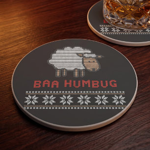 Dessous De Verre En Grès Anti Fête Baa Humbug   Style Pullover Moche