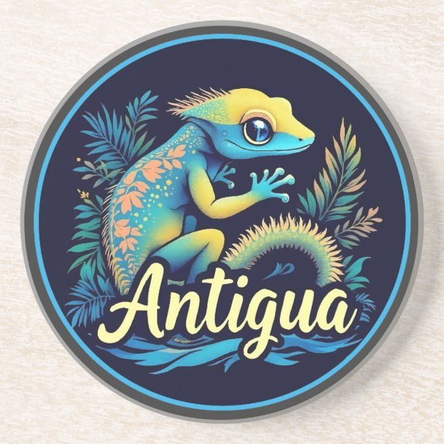 Dessous De Verre En Grès Antigua Island Caribbean Gecko (Devant)
