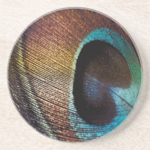 Dessous De Verre En Grès Antique Hues Peacock Feather Eye