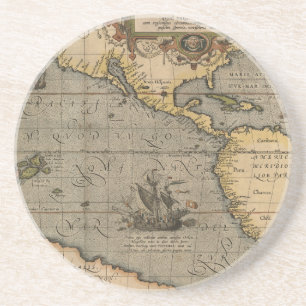 Dessous De Verre En Grès Antique vieille carte inspirée (14) étiquette de b