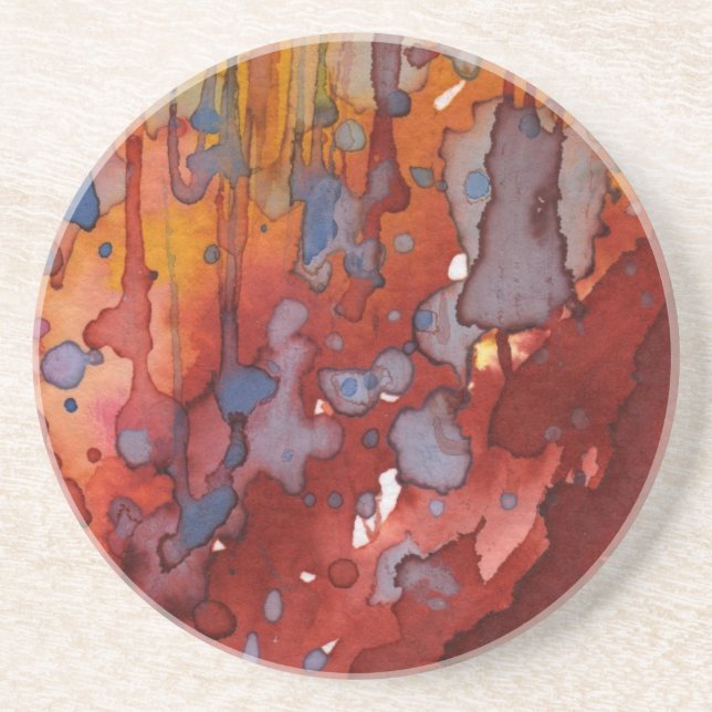 Dessous De Verre En Grès aquarelle 7 d'arrière - plan (Devant)