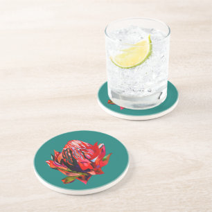 Dessous De Verre En Grès Aquarelle de fleurs indigènes de Waratah