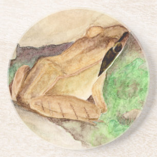 Dessous De Verre En Grès Aquarelle de grenouille à bois