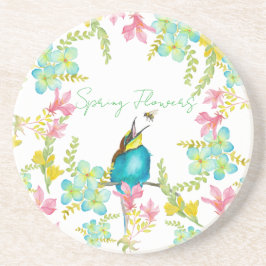 Dessous De Verre En Grès Aquarelle des fleurs de printemps