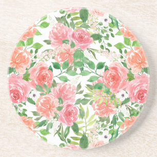 Dessous De Verre En Grès aquarelle ferme jardin rose