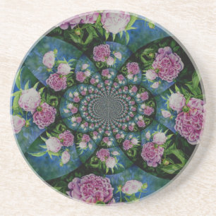 Dessous De Verre En Grès Aquarelle florale de pivoine rose blanc