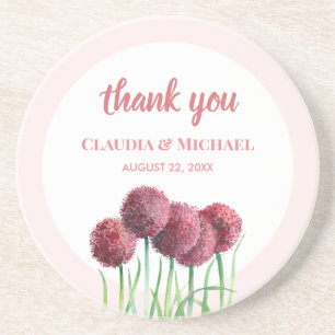 Dessous De Verre En Grès Aquarelle mariage violet rose Alliances
