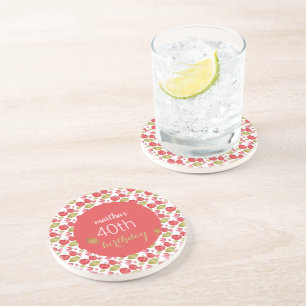 Dessous De Verre En Grès Aquarelle Motif de pomme rouge mignonne peinte à l