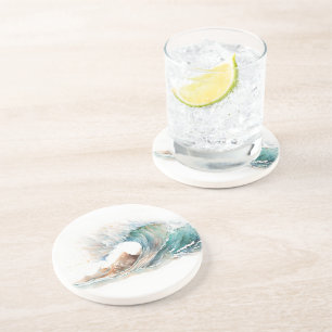 Dessous De Verre En Grès Aquarelle Ocean Wave