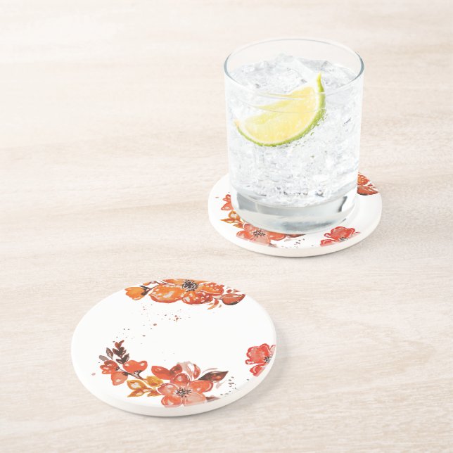 Dessous De Verre En Grès Aquarelle orange miroir compact (Côté)