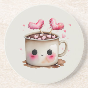 Dessous De Verre En Grès Aquarelle rose et crème mignonne Chocolat chaud Mu
