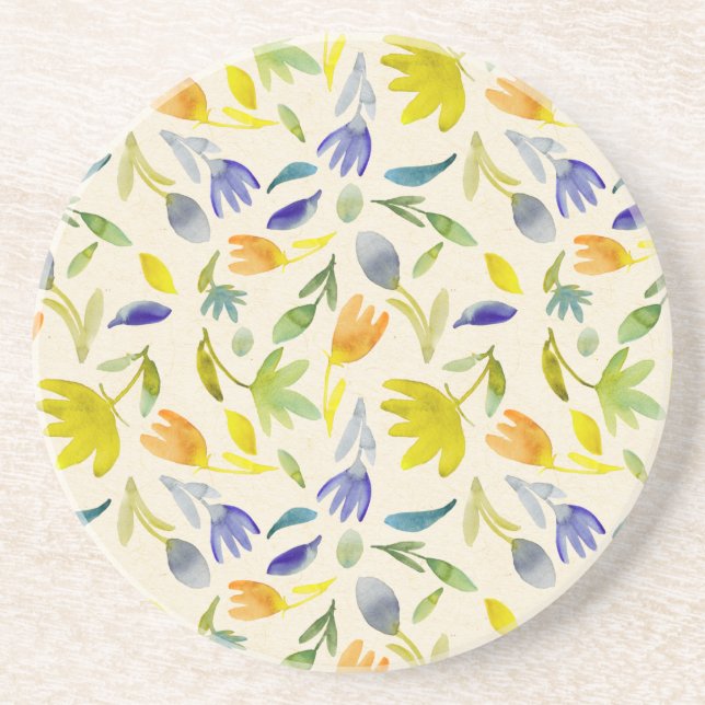 Dessous De Verre En Grès Aquarelle rustique Jardin Floral Botanique (Devant)